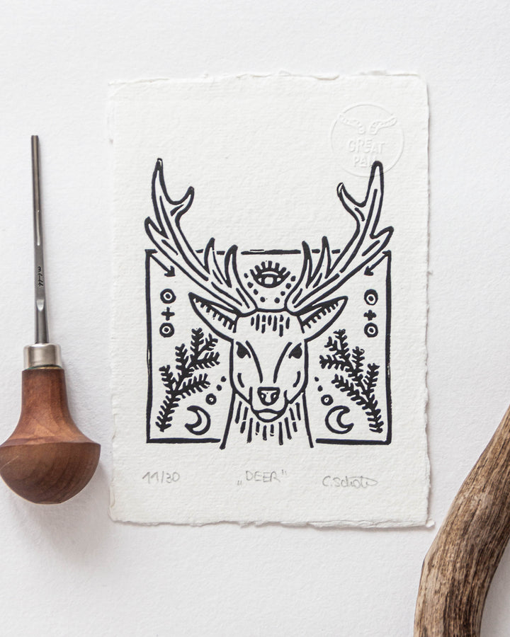 "Deer" – Lino Print